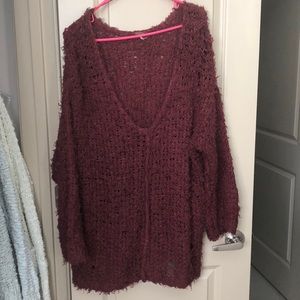 Free People distressed open knit sweater L